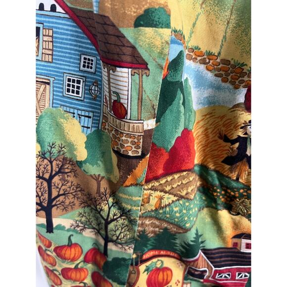 Handmade leaf button snap closure fall novelty farm print vest Women's XS - Picture 3 of 8